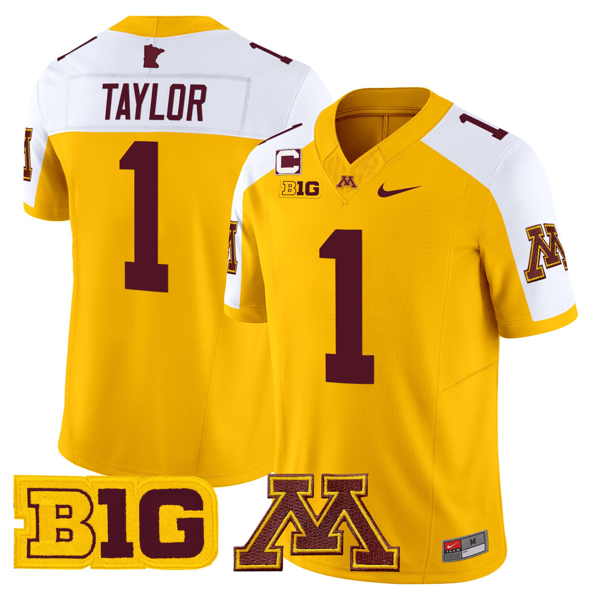Men Minnesota Golden Gophers #1 Taylor Yellow Nike 2024 Vapor Limited NCAA Jersey->more ncaa teams->NCAA Jersey